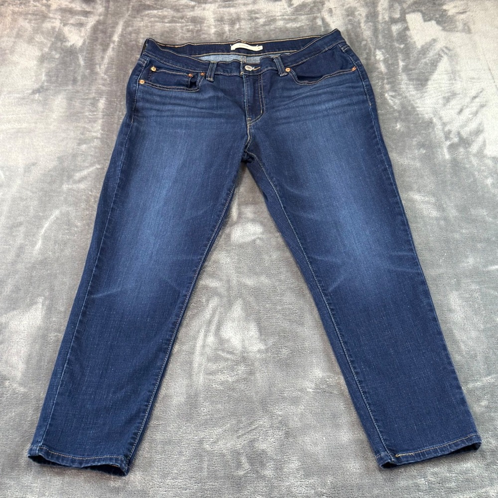 Levis Boyfriend Jeans Womens 30 Dark Wash Blue Denim Mid Rise Straight Leg